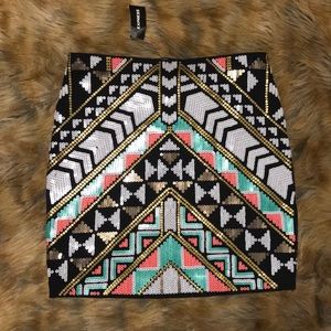 Express Aztec sequined patterned XS mini skirt